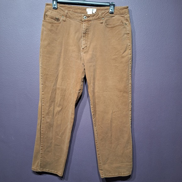 Vintage wide leg brown khaki pants womens 16 Coldwater Creek plus size - Picture 1 of 4